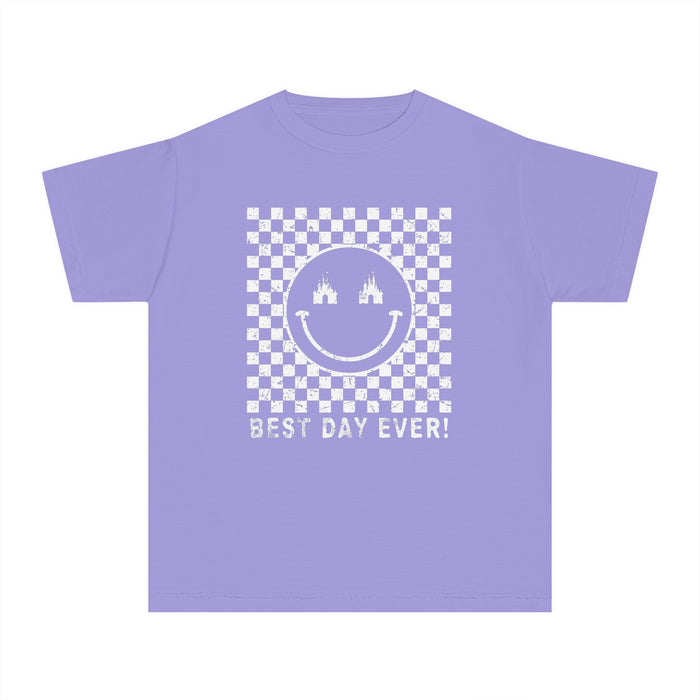 Retro Checkered Best Day Ever Comfort Colors Youth Midweight Tee