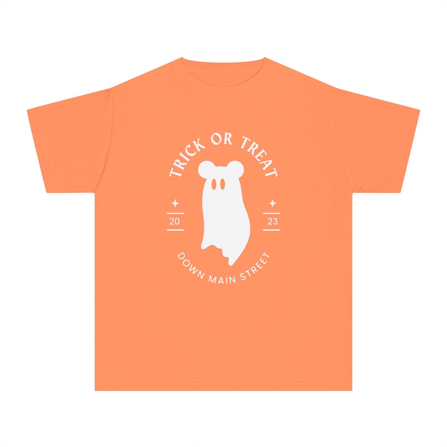 Trick or Treat Down Main Street Comfort Colors Youth Midweight Tee