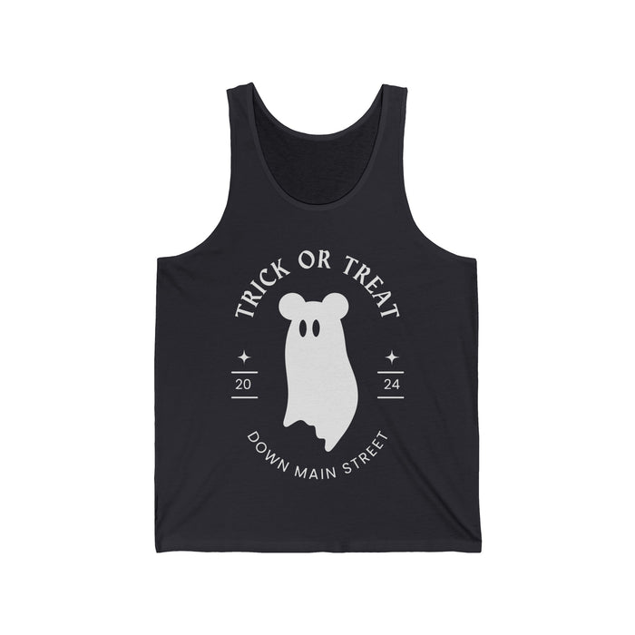 Trick or Treat Down Main Street Unisex Jersey Tank