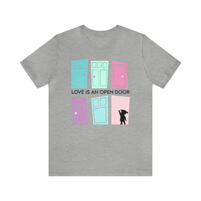 Love Is An Open Door Bella Canvas Unisex Jersey Short Sleeve Tee