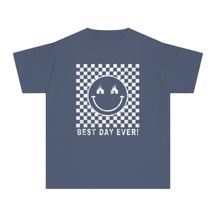 Retro Checkered Best Day Ever Comfort Colors Youth Midweight Tee