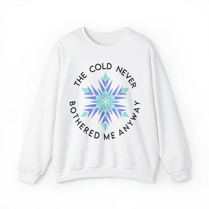 The Cold Never Bothered Me Anyway Gildan Unisex Heavy Blend™ Crewneck Sweatshirt