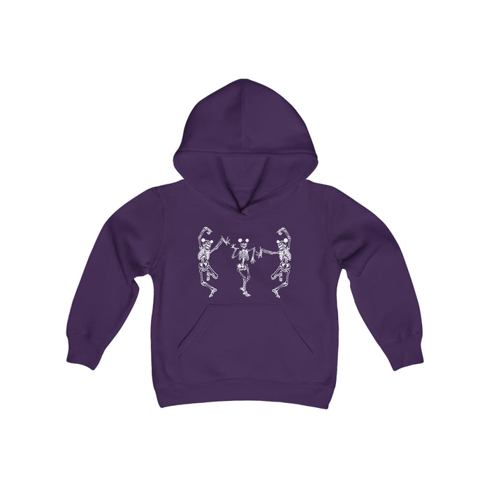 Dancing Skeletons with Ears Gildan Youth Heavy Blend Hooded Sweatshirt