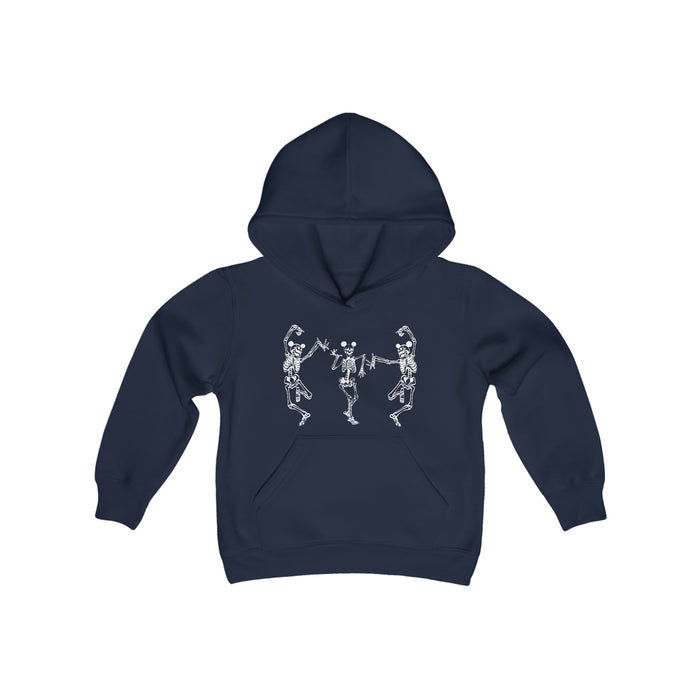 Dancing Skeletons with Ears Gildan Youth Heavy Blend Hooded Sweatshirt