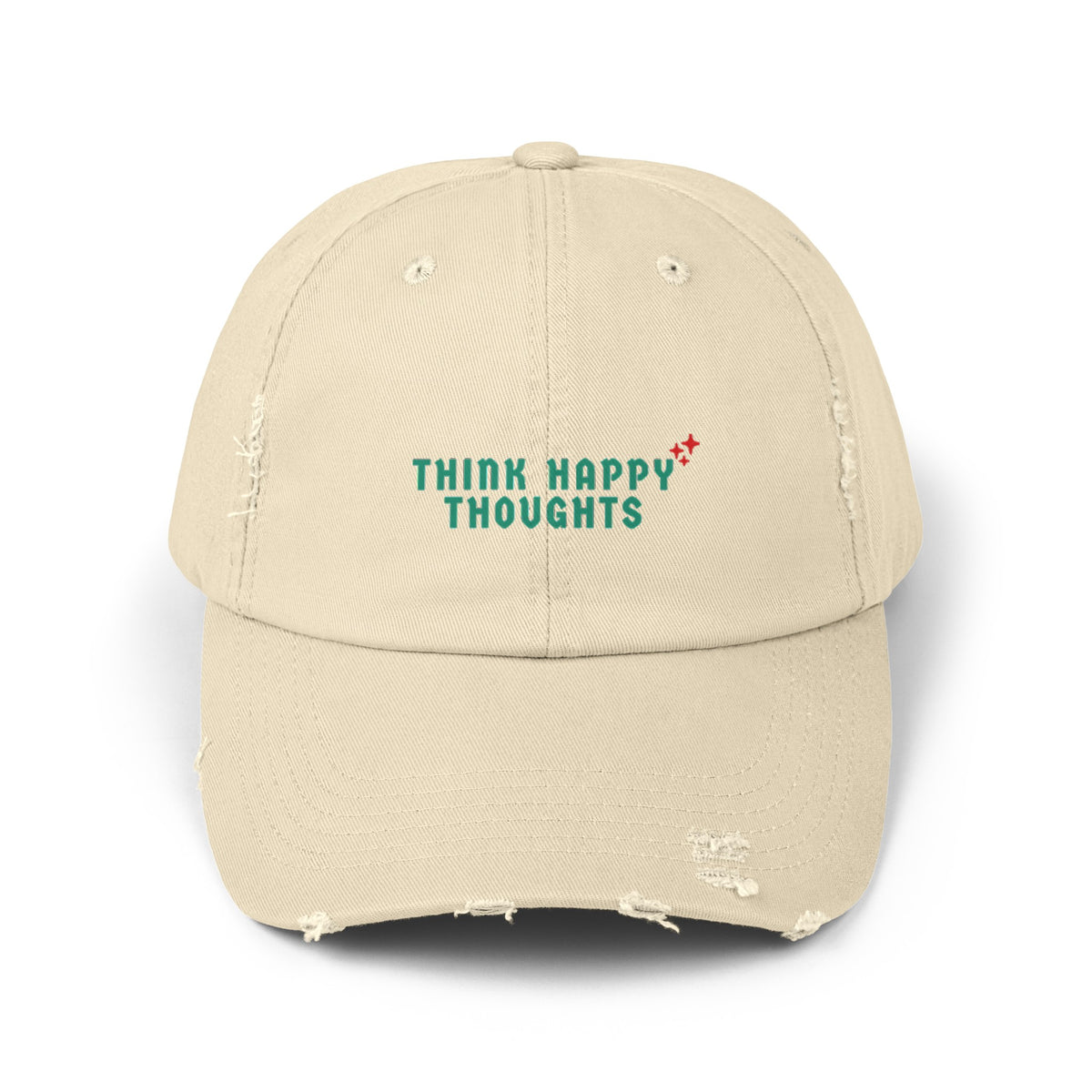 Think Happy Thoughts Unisex Distressed Cap