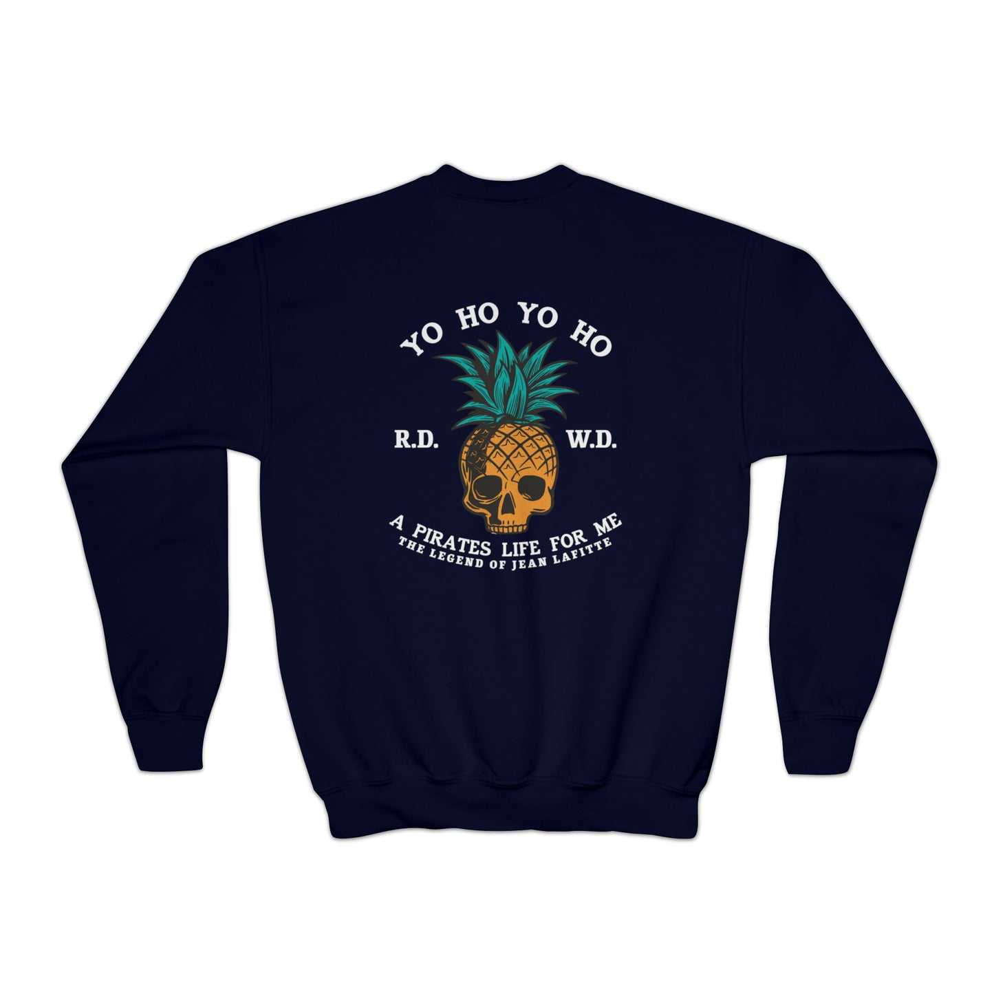 Yo Ho Pirates Life For Me Gildan Youth Crewneck Sweatshirt