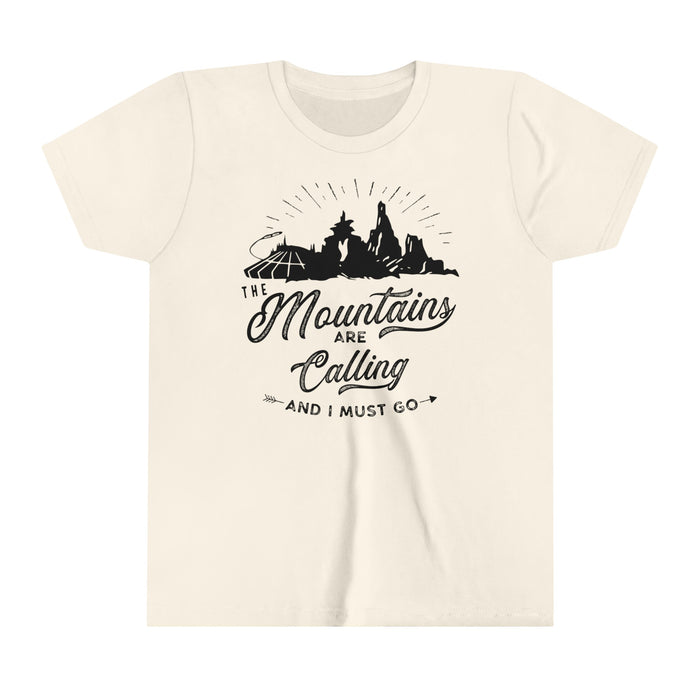 The Mountains Are Calling Bella Canvas Youth Short Sleeve Tee