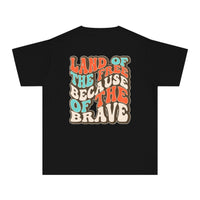 Land of the Free Because of the Brave Comfort Colors Youth Midweight Tee