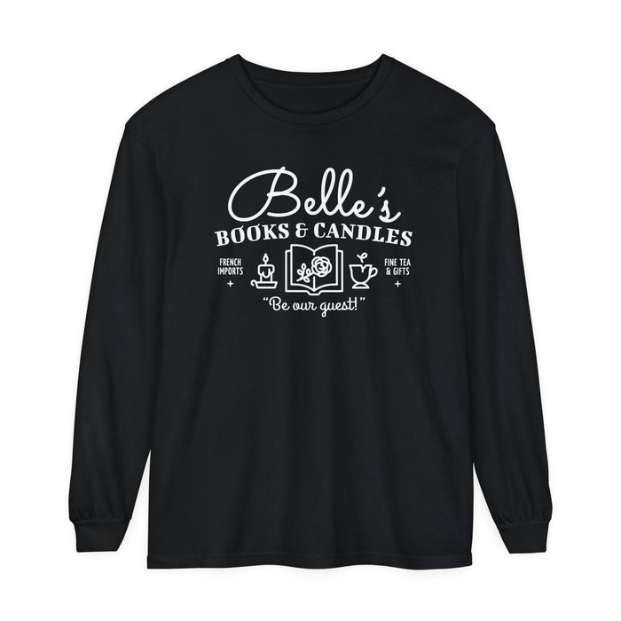 Belle’s Books & Candles Comfort Colors Unisex Garment-dyed Long Sleeve T-Shirt