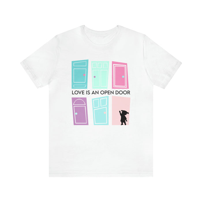 Love Is An Open Door Bella Canvas Unisex Jersey Short Sleeve Tee