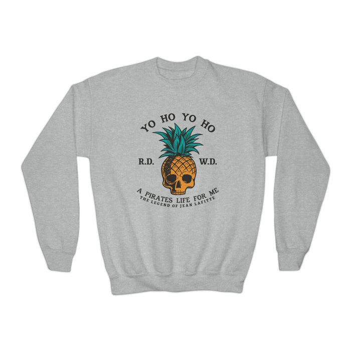 Yo Ho Pirate Life For Me Gildan Youth Crewneck Sweatshirt