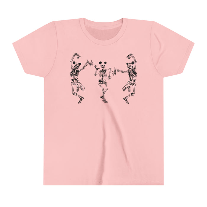 Dancing Skeletons with Ears Bella Canvas Youth Short Sleeve Tee