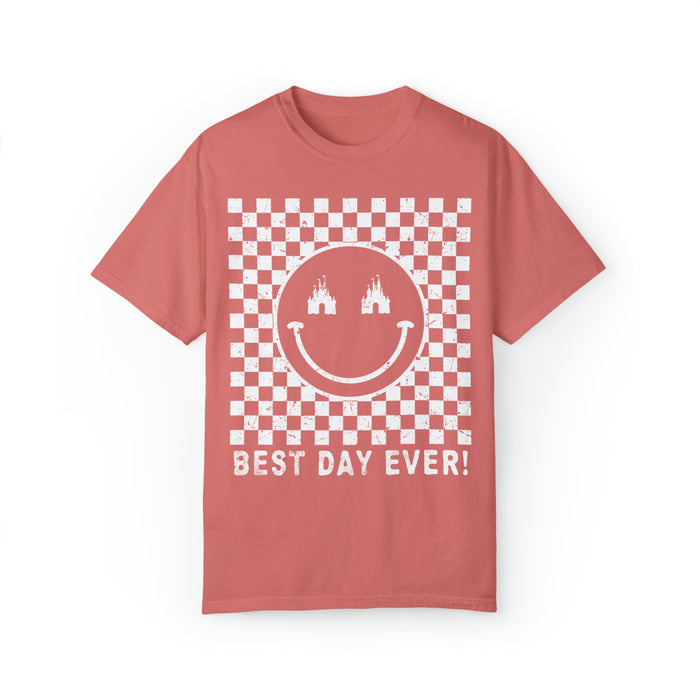 Retro Checkered Best Day Ever Comfort Colors Unisex Garment-Dyed T-shirt