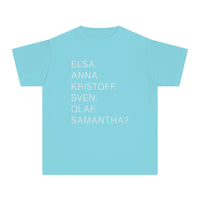 Frozen Character Names Comfort Colors Youth Midweight Tee