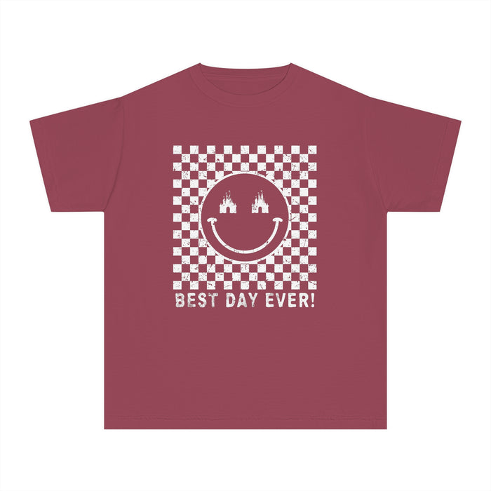 Retro Checkered Best Day Ever Comfort Colors Youth Midweight Tee