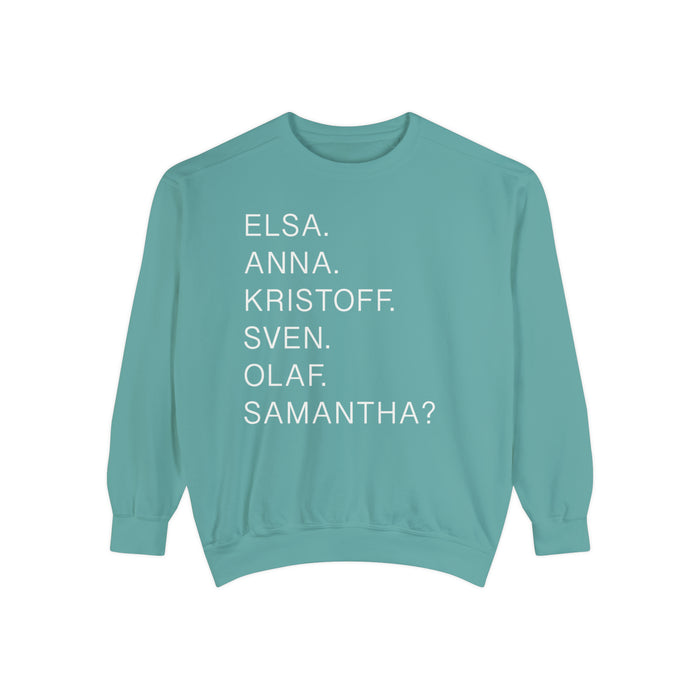 Frozen Character Names Comfort Colors Unisex Garment-Dyed Sweatshirt