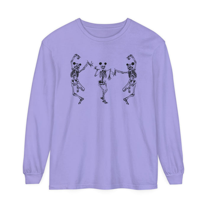 Dancing Skeletons with Ears Comfort Colors Unisex Garment-dyed Long Sleeve T-Shirt