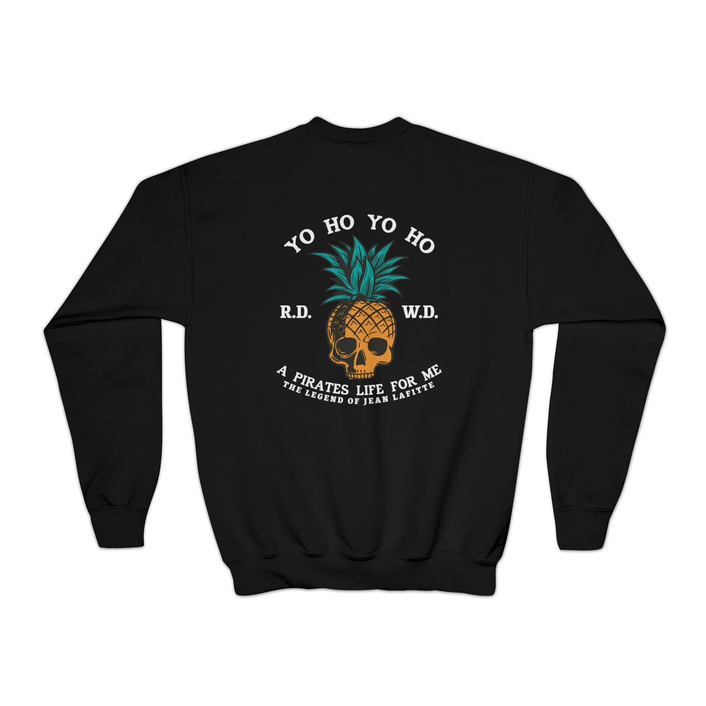 Yo Ho Pirates Life For Me Gildan Youth Crewneck Sweatshirt