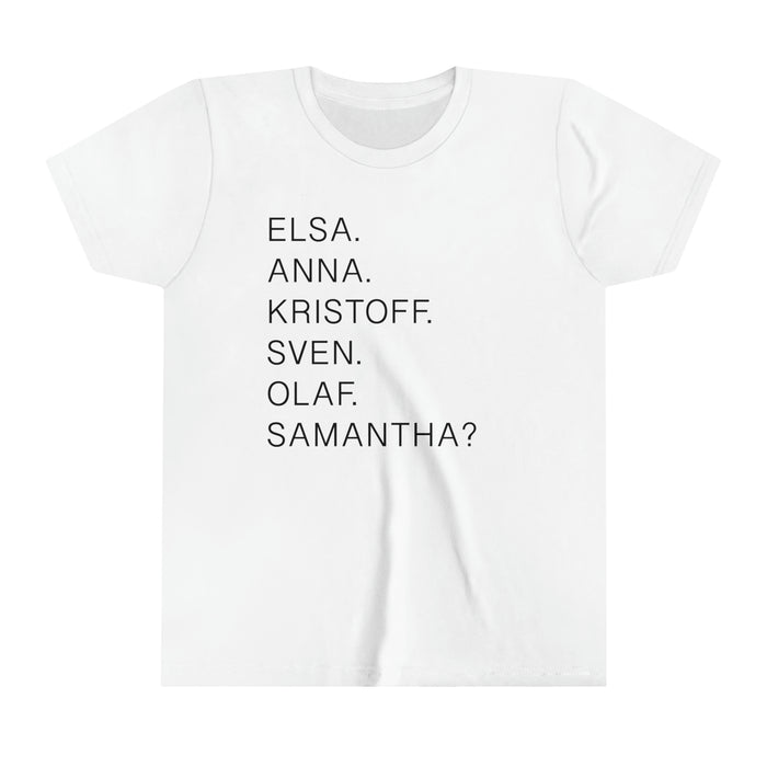 Frozen Character Names Bella Canvas Youth Short Sleeve Tee