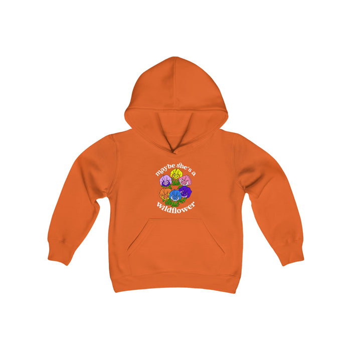 Maybe She’s A Wildflower Gildan Youth Heavy Blend Hooded Sweatshirt