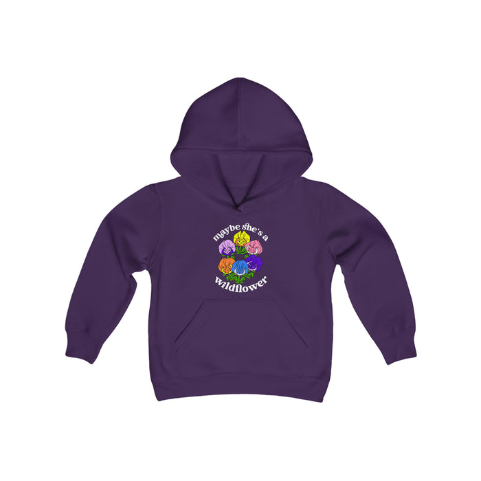 Maybe She’s A Wildflower Gildan Youth Heavy Blend Hooded Sweatshirt