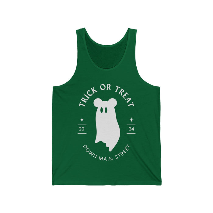 Trick or Treat Down Main Street Unisex Jersey Tank