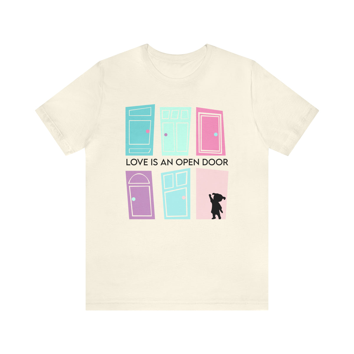 Love Is An Open Door Bella Canvas Unisex Jersey Short Sleeve Tee