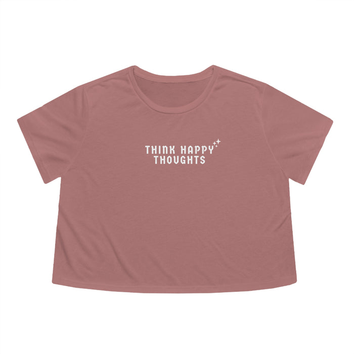 Think Happy Thoughts Bella Canvas Women's Flowy Cropped Tee