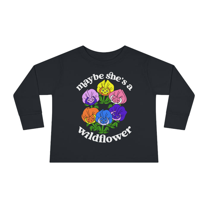 Maybe She’s A Wildflower Rabbit Skins Toddler Long Sleeve Tee