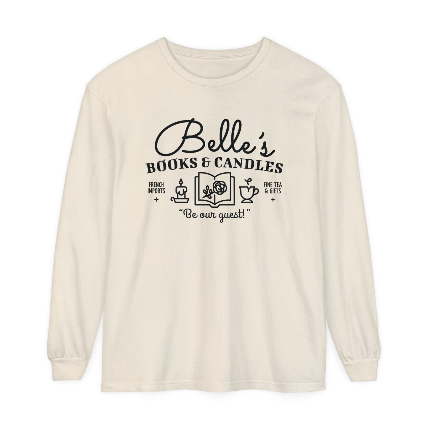 Belle’s Books & Candles Comfort Colors Unisex Garment-dyed Long Sleeve T-Shirt