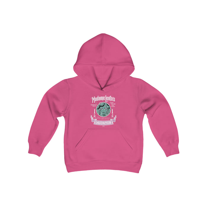 Madame Leota’s Laudanum Teal Gildan Youth Heavy Blend Hooded Sweatshirt