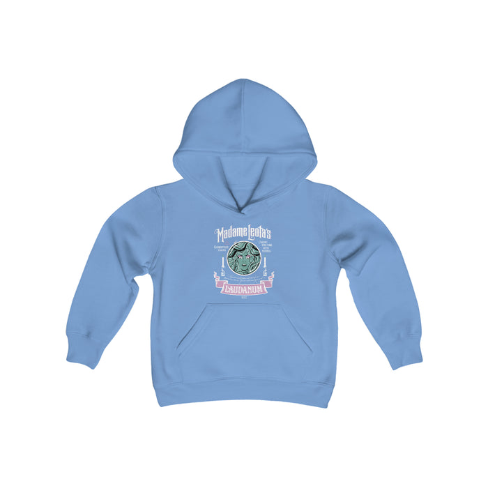 Madame Leota’s Laudanum Teal Gildan Youth Heavy Blend Hooded Sweatshirt