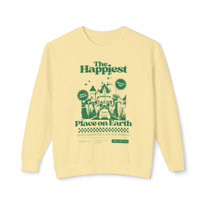 The Happiest Place on Earth Unisex Lightweight Comfort Colors Crewneck Sweatshirt