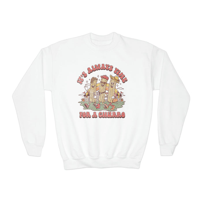 It's Always Time For A Churro Gildan Youth Crewneck Sweatshirt