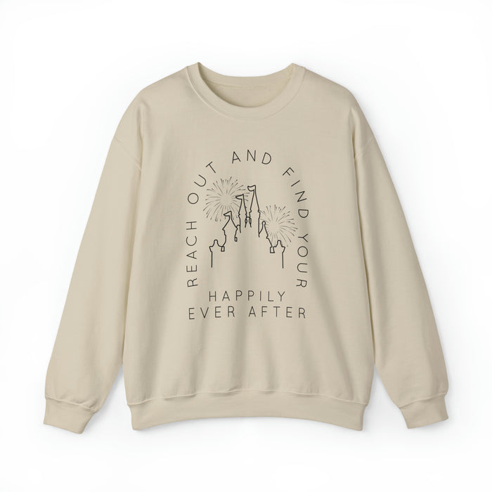 Reach Out And Find Your Happily Ever After Gildan Unisex Heavy Blend™ Crewneck Sweatshirt