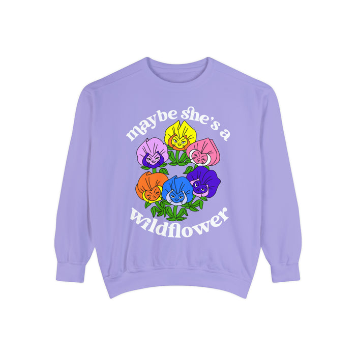 Maybe She’s A Wildflower Comfort Colors Unisex Garment-Dyed Sweatshirt