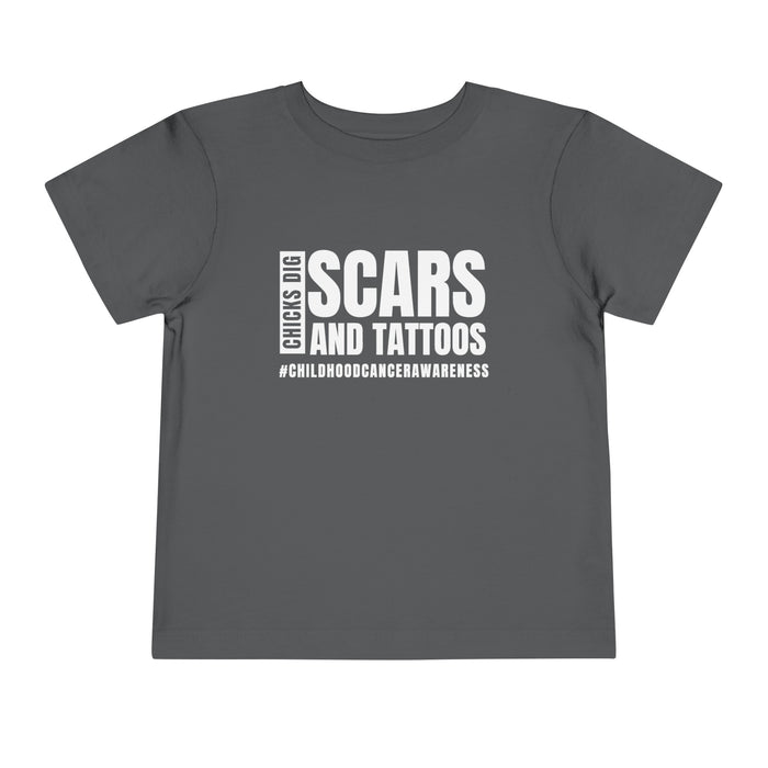 Chicks Dig Scars and Tattoos Bella Canvas Toddler Short Sleeve Tee