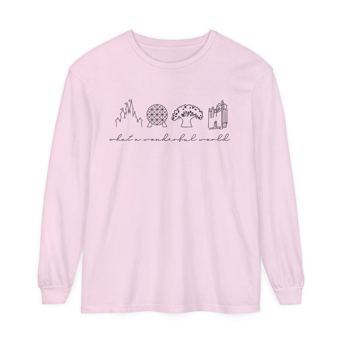 What A Wonderful World Comfort Colors Unisex Garment-dyed Long Sleeve T-Shirt