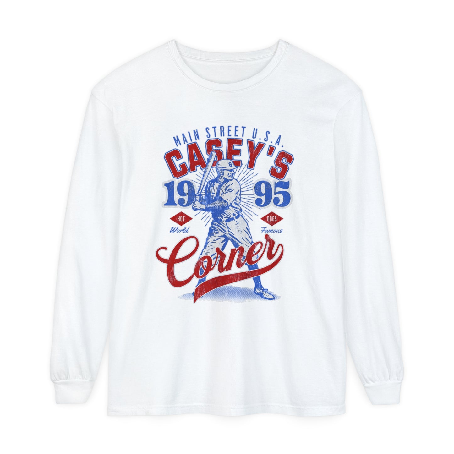 Casey’s Corner Distressed Comfort Colors Unisex Garment-dyed Long Sleeve T-Shirt
