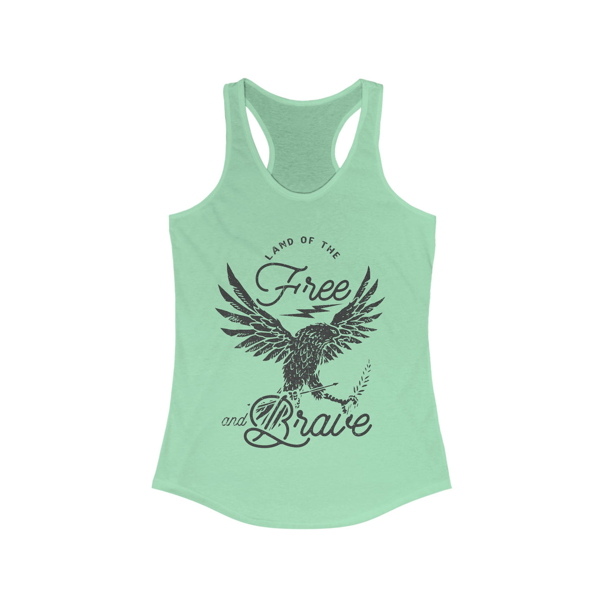 Land of the Free and Brave Women's Next Level Ideal Racerback Tank