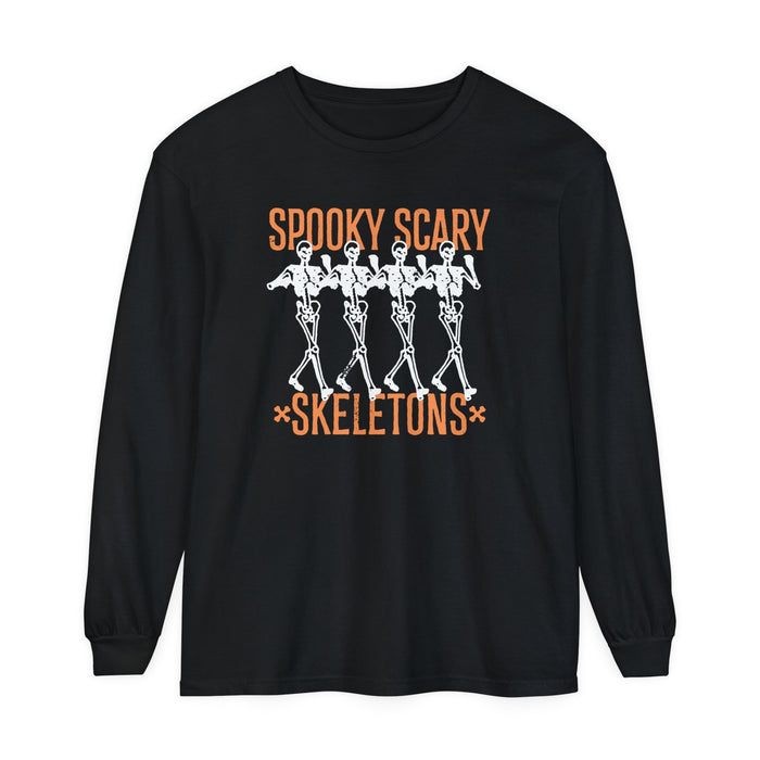 Spooky Scary Skeletons Comfort Colors Unisex Garment-dyed Long Sleeve T-Shirt