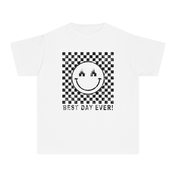 Retro Checkered Best Day Ever Comfort Colors Youth Midweight Tee