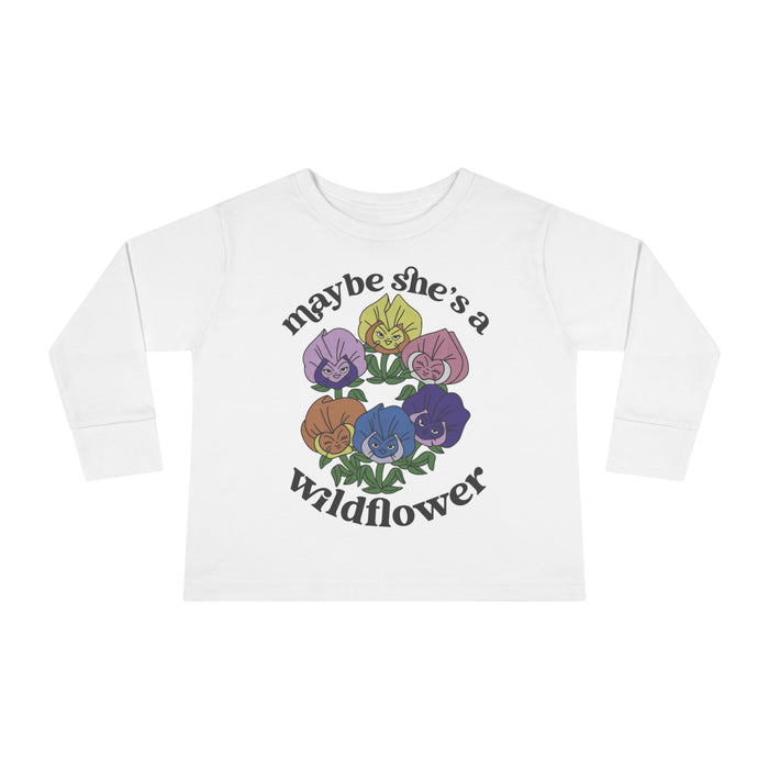 Maybe She’s A Wildflower Rabbit Skins Toddler Long Sleeve Tee