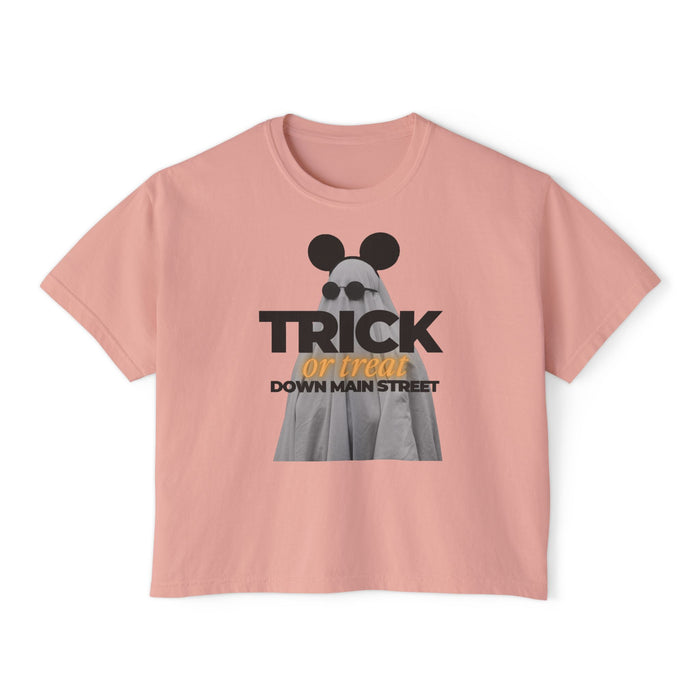 Trick or Treat Down Main Street Comfort Colors Women's Boxy Tee