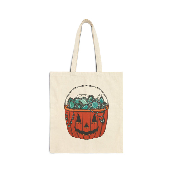 Turquoise Pumpkin Candy Bag Cotton Canvas Tote Bag