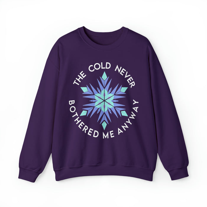 The Cold Never Bothered Me Anyway Gildan Unisex Heavy Blend™ Crewneck Sweatshirt