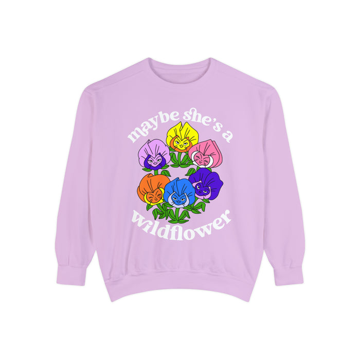 Maybe She’s A Wildflower Comfort Colors Unisex Garment-Dyed Sweatshirt