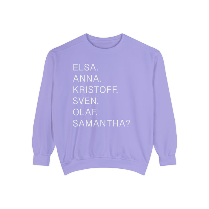 Frozen Character Names Comfort Colors Unisex Garment-Dyed Sweatshirt