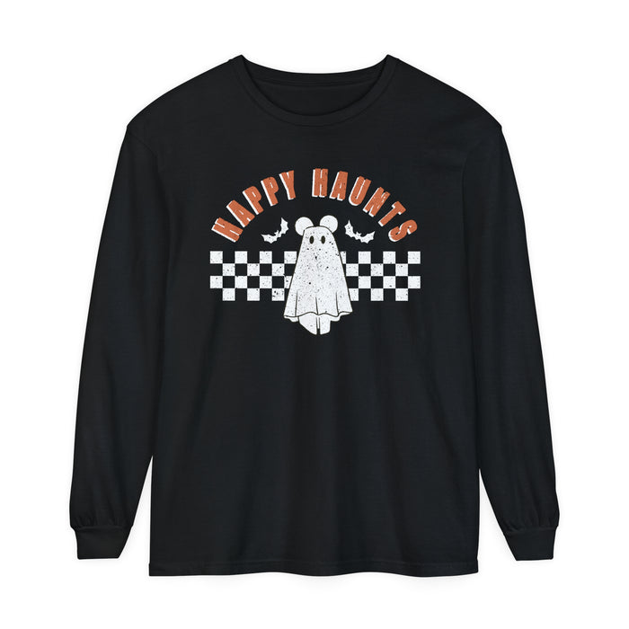 Happy Haunts Comfort Colors Unisex Garment-dyed Long Sleeve T-Shirt