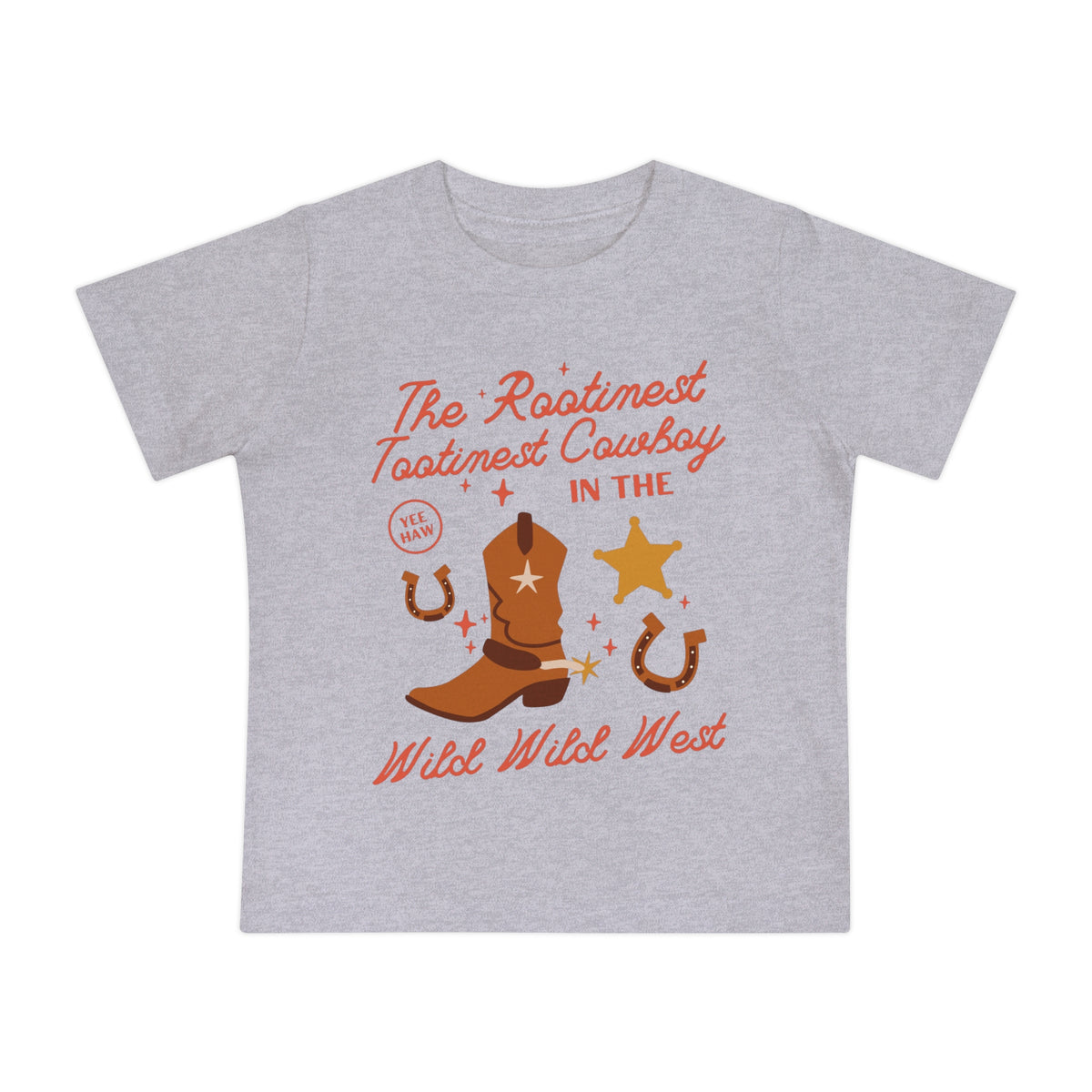 The Rootinest Tootinest Cowboy in the Wild Wild West Bella Canvas Baby Short Sleeve T-Shirt